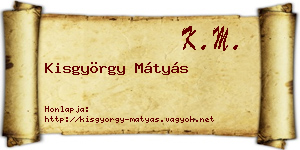 Kisgyörgy Mátyás névjegykártya